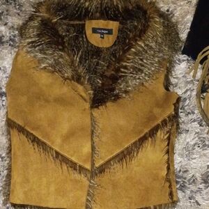 Brown Faux Fur Trim Jacket